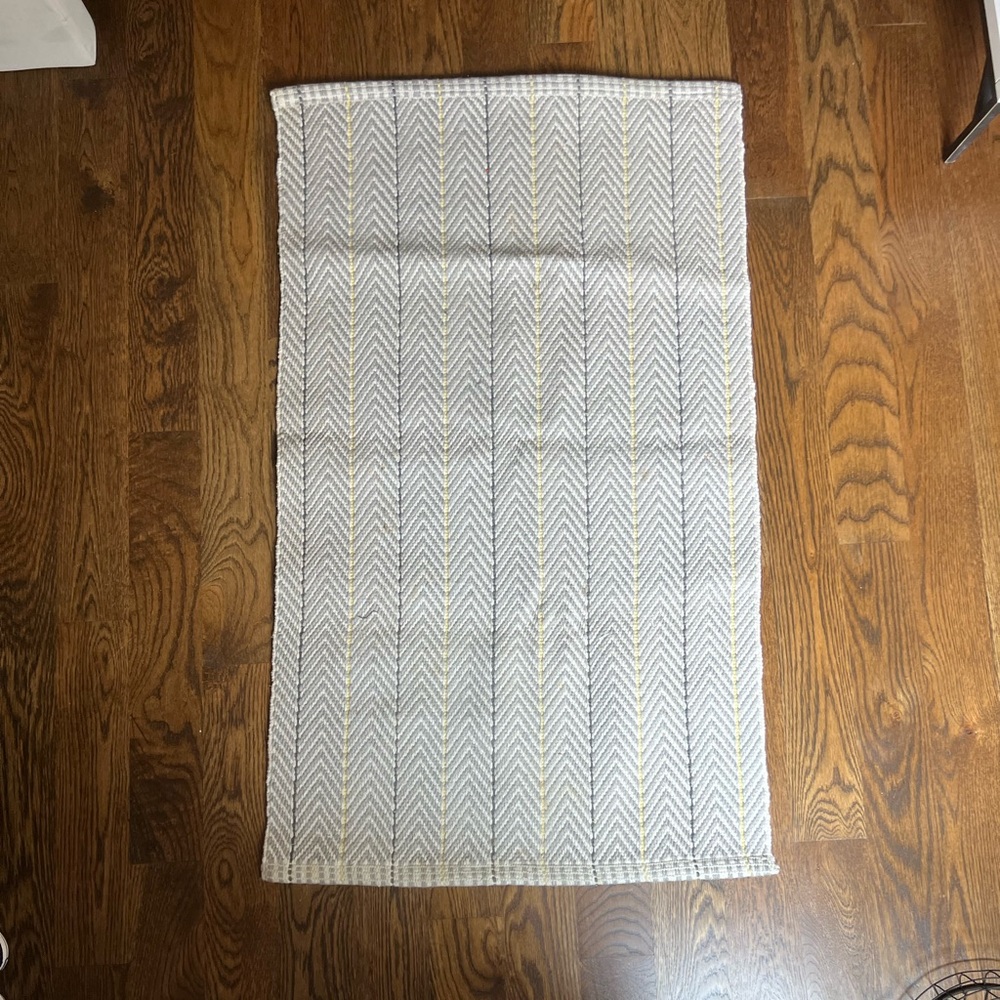 West Elm Gray, White, and Yellow Chevron Bath Mat